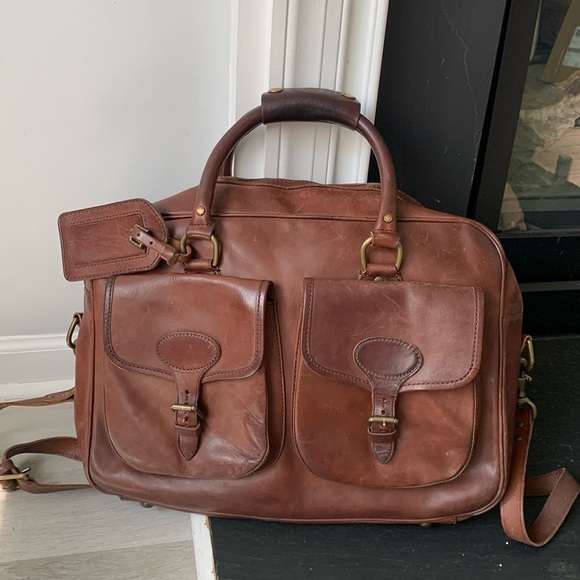 Polo Ralph Lauren Leather Messenger bag vintage distressed computer office brown - Picture 1 of 16